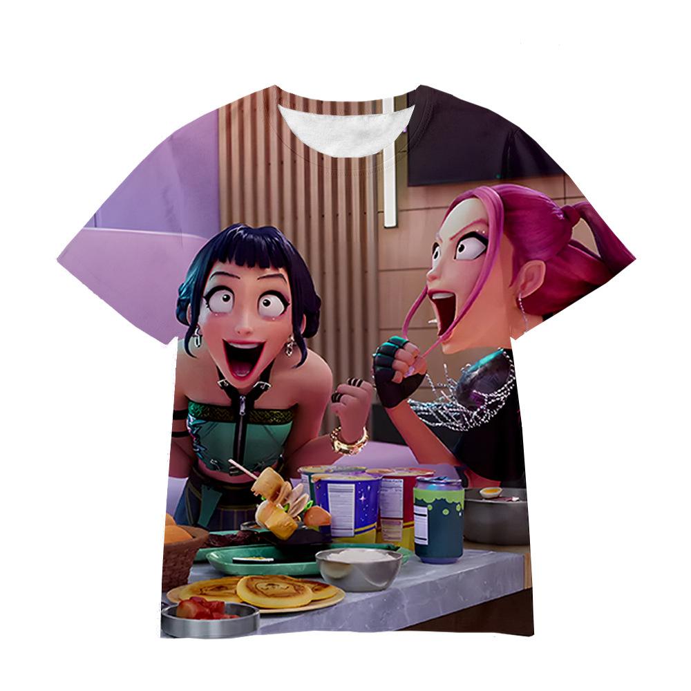 Kpop Caça às Bruxas Grupo Impressão 3D Camisetas Infantis Meninas Meninos Anime Desenho Animado Moda Casual Camisetas Macias