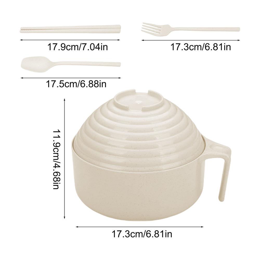 Dinnerware Cutlery Set Natural 3 Piece Set Dinnerware Sets With Lid Fashionable Bowl Sets Includes Chopsticks Fork Spoon Cutlery