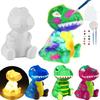 1 set dipingi il tuo kit di lampada a forma di dinosauro con 12 colori, pigmenti, pennello, tavolozza, grembiule, bambini fai da te, pittura a colori, luce notturna a forma di dinosauro, giocattolo educativo