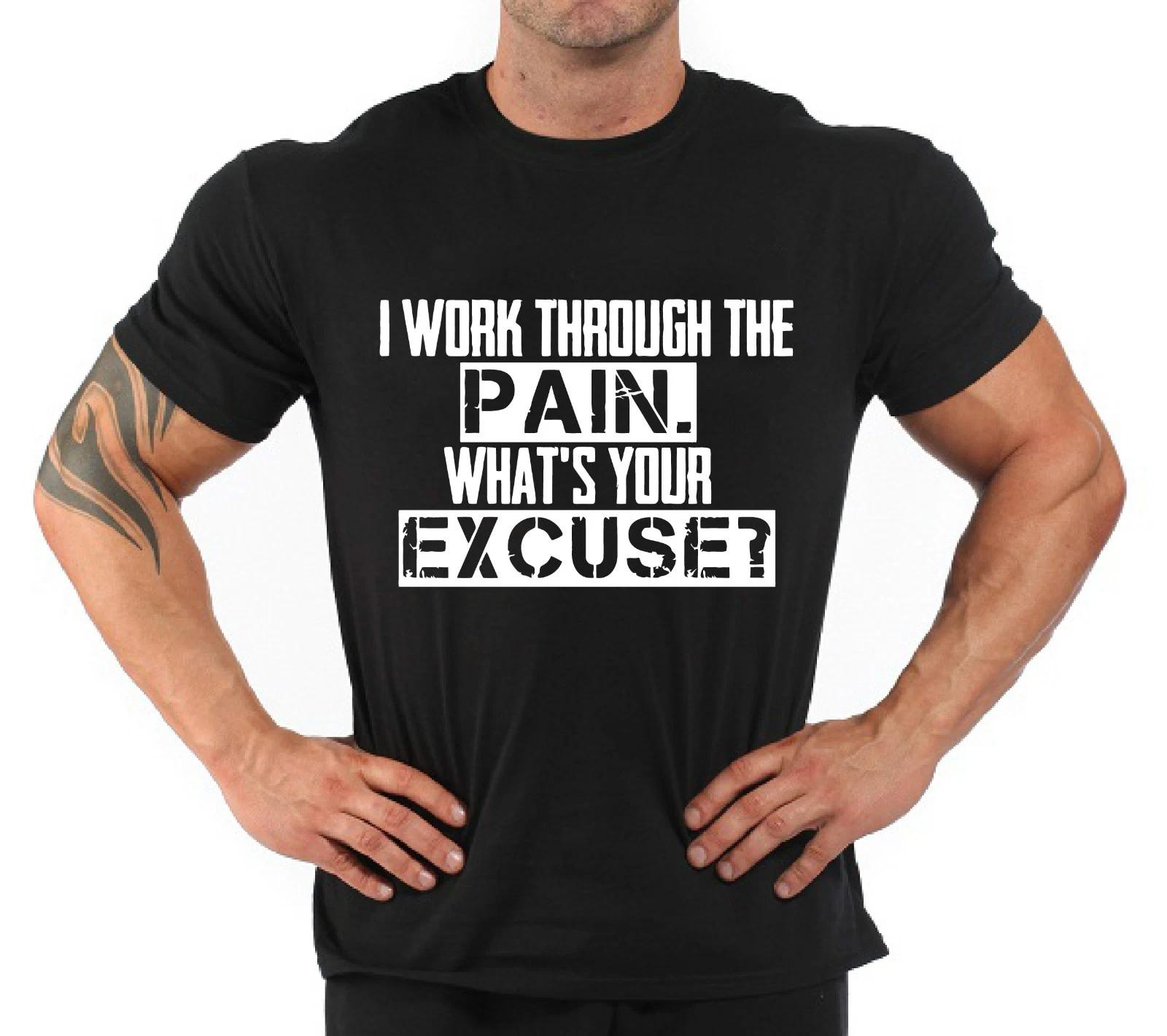 Bodybuilding Fitness Gym T-Shirt  I work through... 4XL
