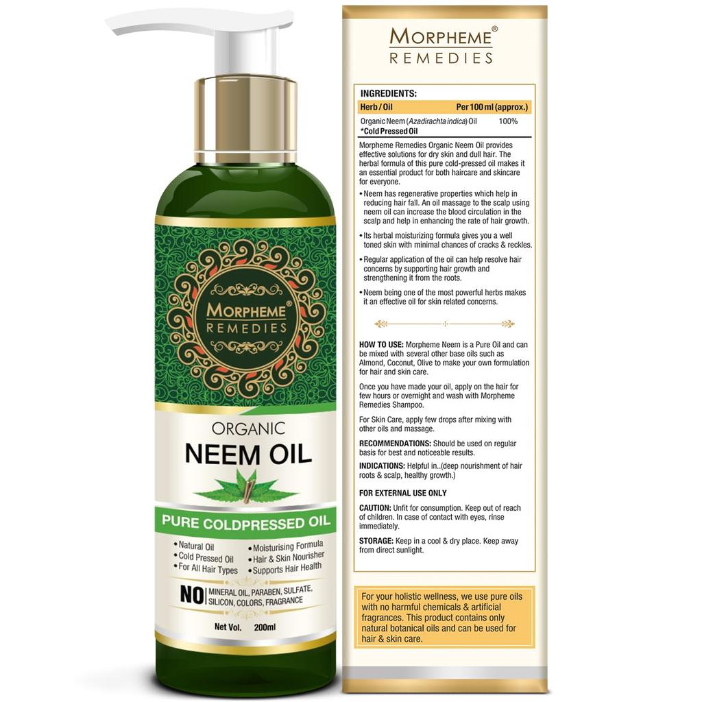 Morpheme Remedies Pure Organic Neem Oil (ColdPressed & Undiluted) 200ml - Pack of 3