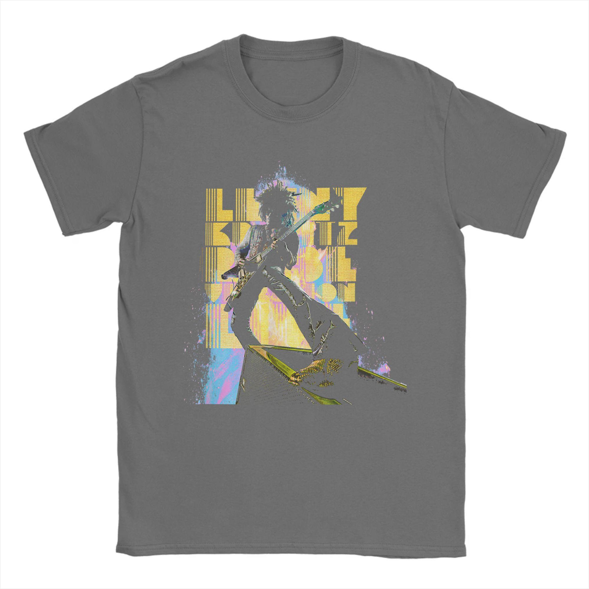 

Смішні футболки з живим фото Ленні Кравіца для чоловіків, футболка з круглим вирізом з чистої бавовни, футболка рок-співака з коротким рукавом, графічний мерч XL темно-сірий