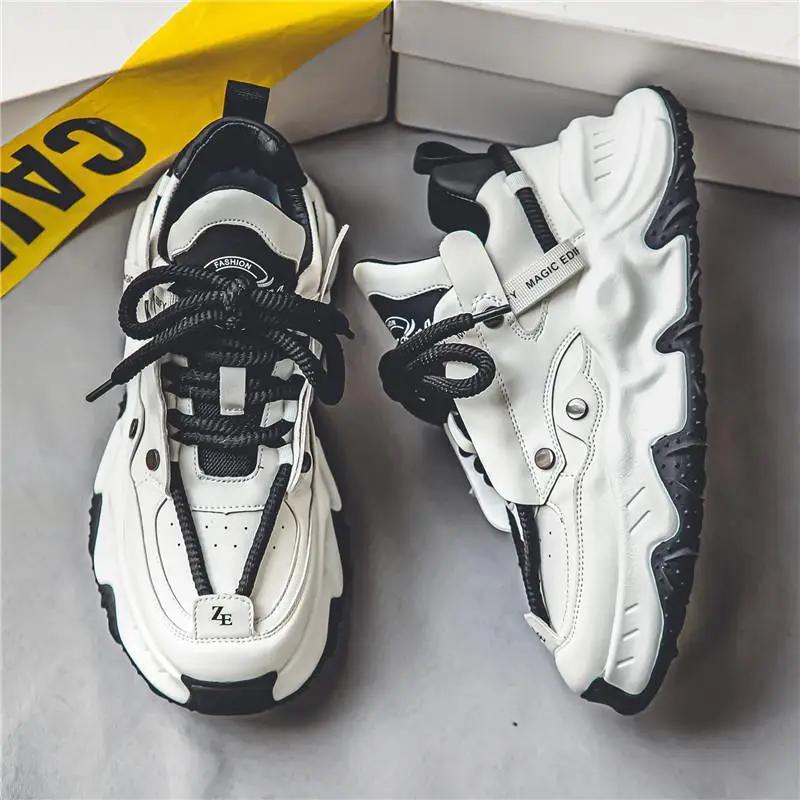 

2025 New Men s Thick soled Tall Sneakers Youth Breathable Soft soled Comfortable Casual Running Shoes Zapatillas Deportivas 44