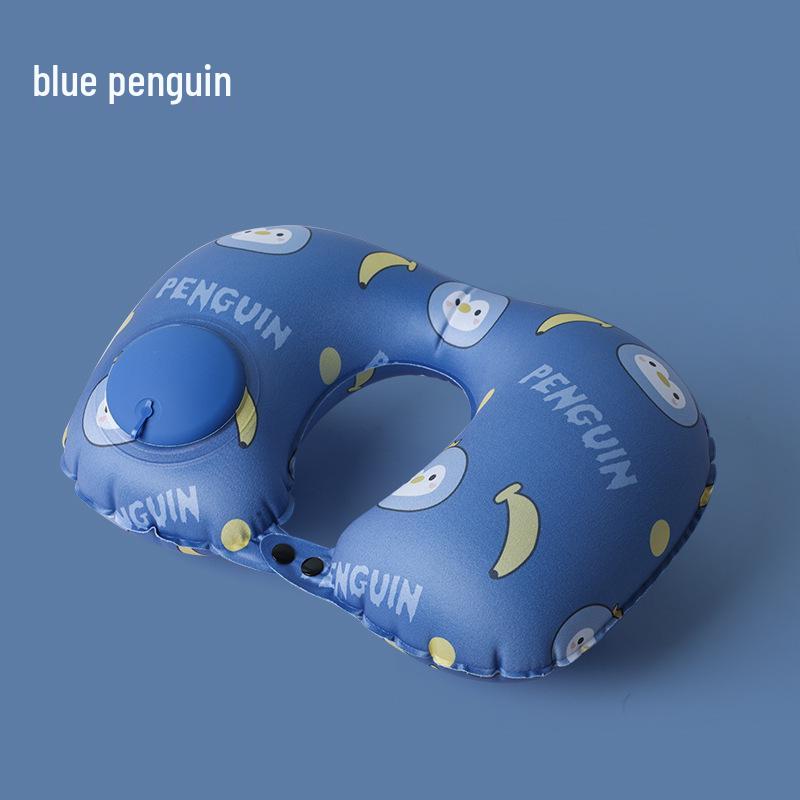 Pressing Inflatable U-Shaped Travel Pillow: Portable Airplane Headrest & Nap Neck Support