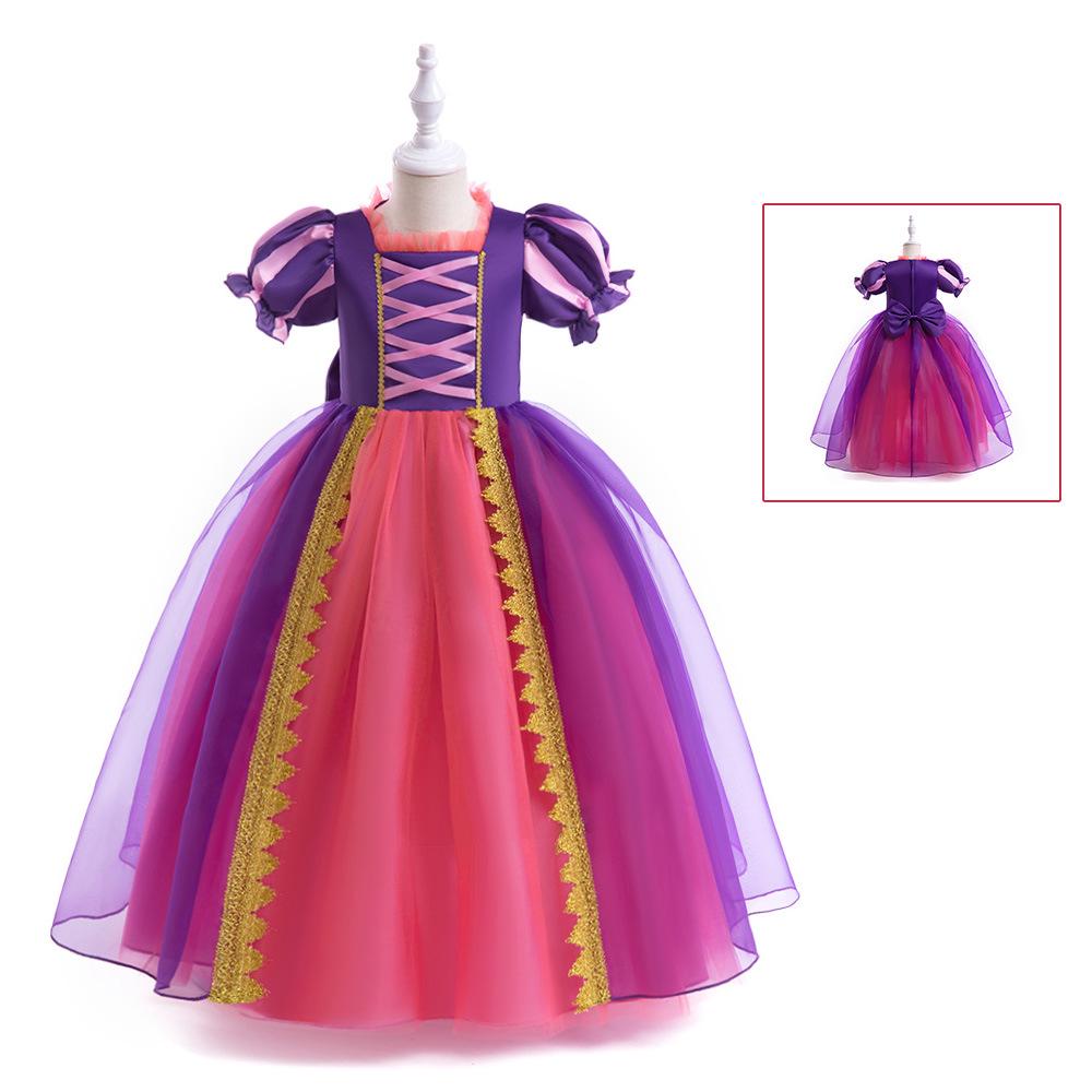 Children's Halloween Sophia Rapunzel Dress - Girls' Puff Sleeve Mesh Costume Gown