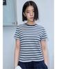Saendeusaundeu (Women) Striped Short Sleeve T-Shirt Navy