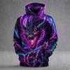 Herre Drage Hættetrøje, Fantasy Dyre Grafik, Lyn Sweatshirt, Langærmet Afslappet Streetwear Herretøj