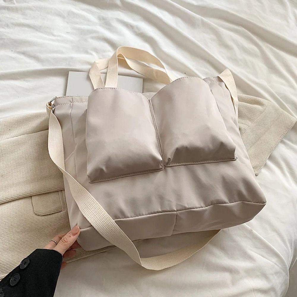 Korean One-Shoulder School Bag Large-Capacity Canvas Basket Japanese Crossbody Bag  Harajuku Style