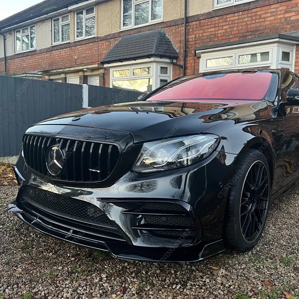 Spoiler Anteriore Lucido Lip Splitter Diffusore Per Mercedes W213 E LINEA AMG E300 E400 E450 E43 E53 Pre-facelift 2016-2019