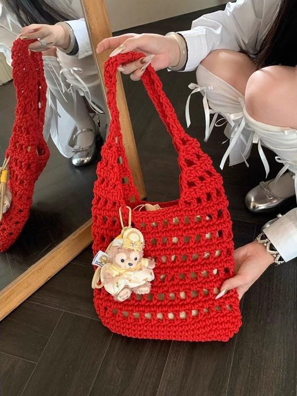 

Casual lazy wind large-capacity commuter bag women s new hollow knitted bag slack mesh tote bag