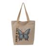 Women's Retro Butterfly Print Canvas Shoulder Bag - Stylish, Artistic, Large Capacity for Beach & Casual Use