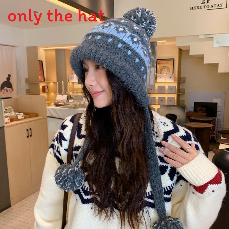 Vintage Knit Beret Wool Blend Warm Hat For Autumn Winter Women