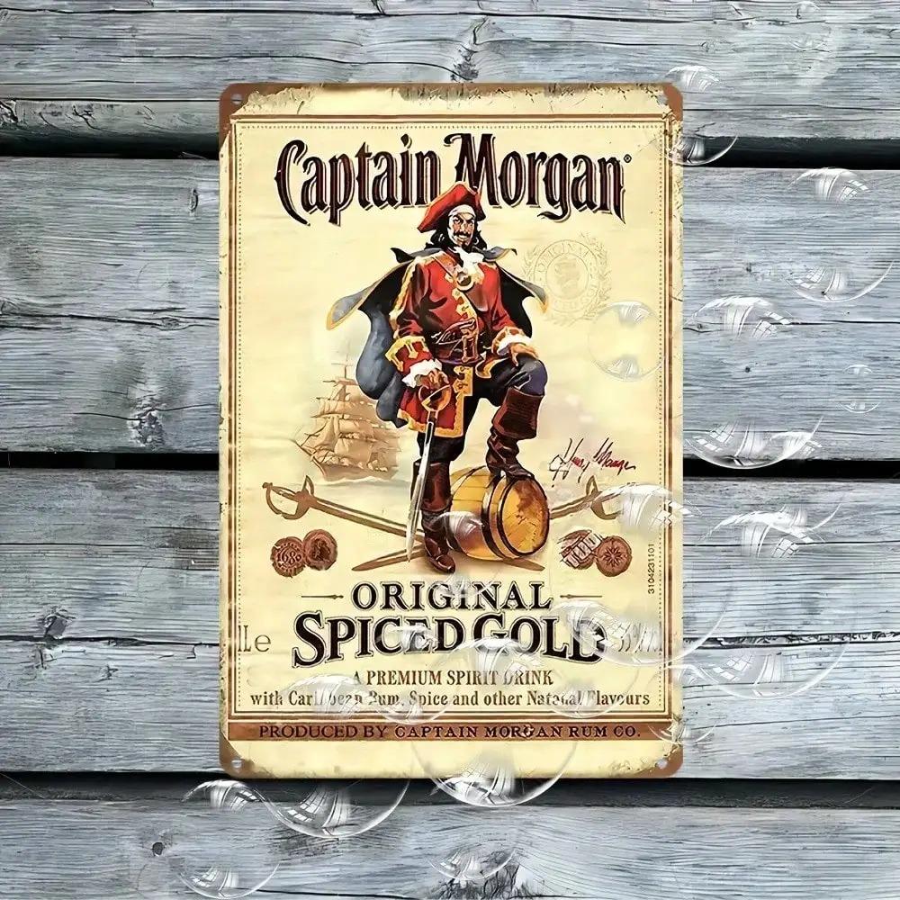 Vintage Rum Brand Metal Sign Retro Tin Label Poster for Home Bar Man Cave Club Decor