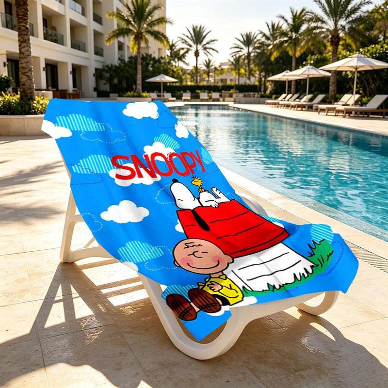Snoopy Print Beach Towel Design, Soft, Lightweight. for Home Bathroom, Spa, Pool, Yoga, Surfing, Camping, Gift for Family, Friend