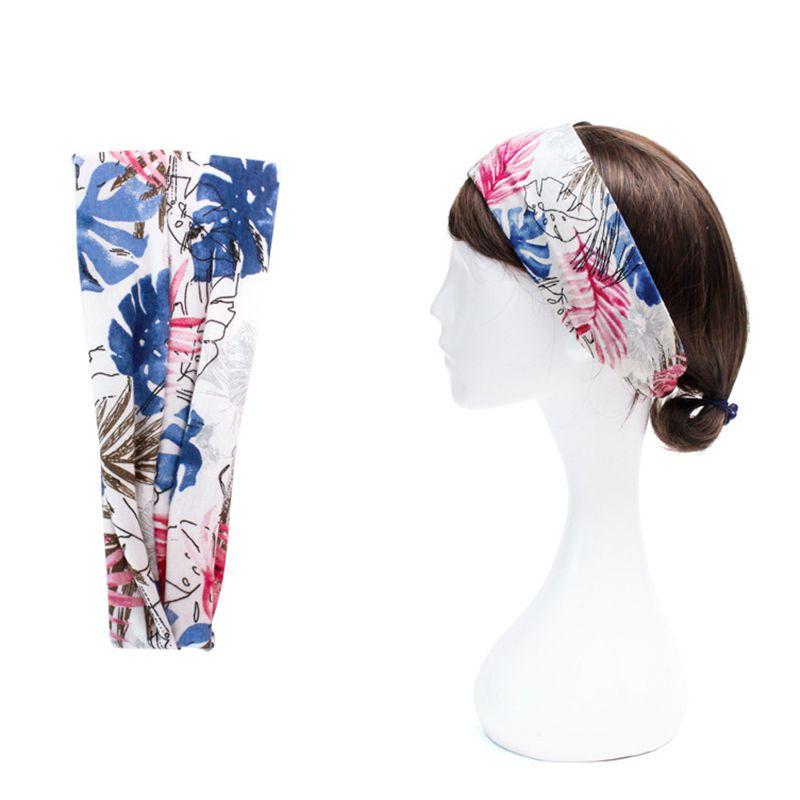 

Women s Wide Elastic Stretchy Headband Floral Hair Band For Running And Fitness Sports Blue