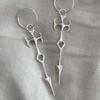 Gothic Punk Sliver Color Thorns Cross Hollowed-Out Heart Shape Sharp Spikes Dangle Earrings for Women Men Hip-hop Couple Jewelry