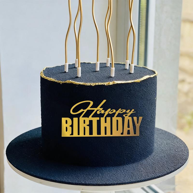 5/10pcs Gold Acrylic Happy Birthday Cake Toppers Side Cake Decoration for Kids Adults Birthday Cake Dessert DIY Decor Supplies