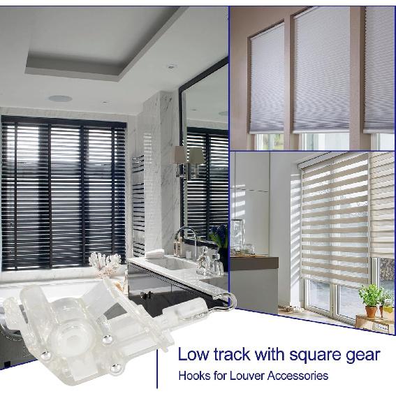 4 Pcs Low Profile Wand Tilter,Clear Heavy Duty Low Profile Rod Tilter with 7/32" Hexagon Shaped Gear Hook Connection for 2 Inch Horizontal Blinds