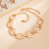 Geometric Oval Patchwork Hollow Necklace: European & American Minimalist Metallic Chain