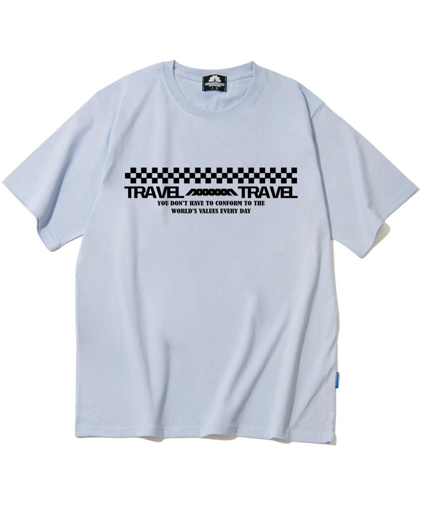 TRIPSHION Travel Checkerboard Graphic T-Shirt - 8 Colors (Type B)