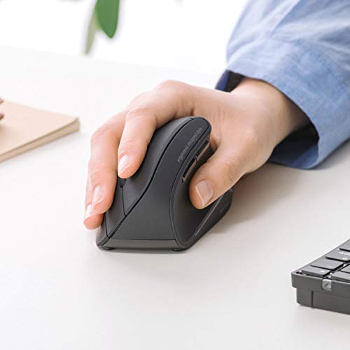 SANWA SUPPLY Mouse Ergonômico, Silencioso, Sem Fio, 2.4GHz, Prevenção de Tendinite, LED Azul, 5 Botões, Grande, MA-ERGW10N