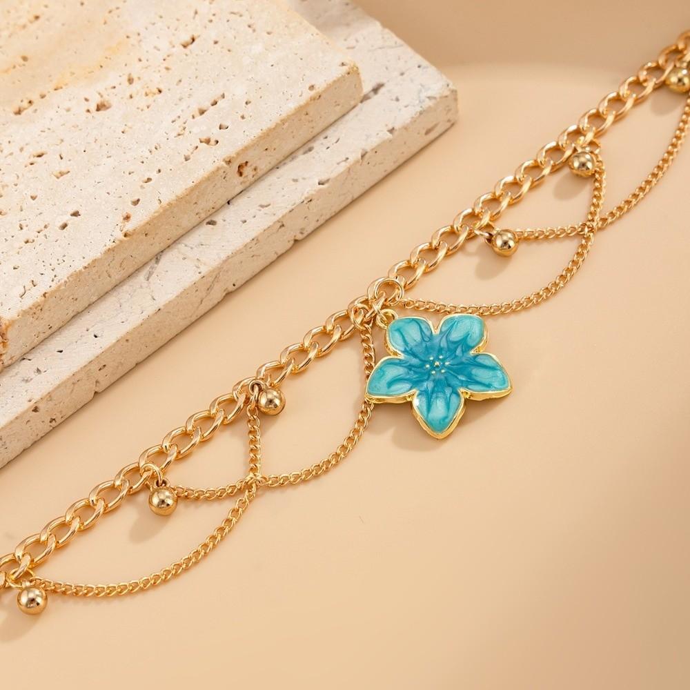 Bohemian Stil Blume Anhänger Fußkettchen Gold Strand Schmuck Mode Öl-getropfte Fußkette Mädchen