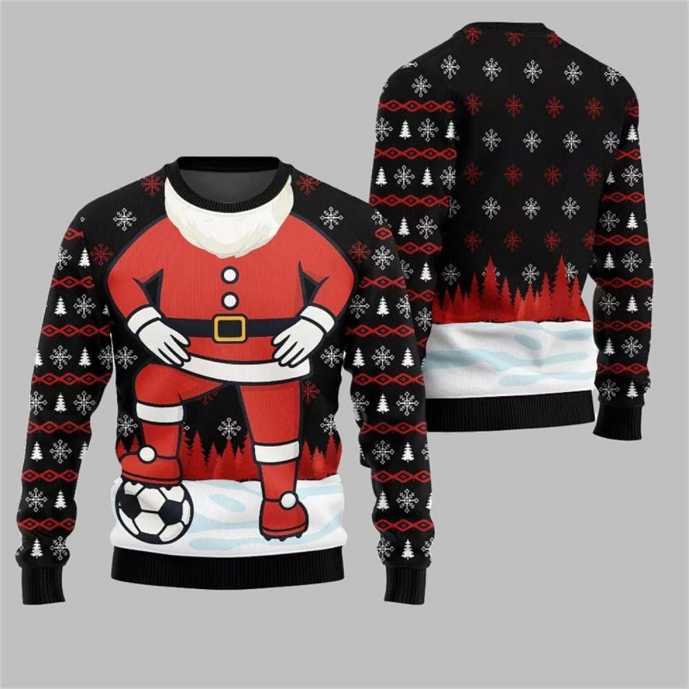 Christmas Element Pattern Men's Sweatshirt Santa Claus 3D Print Pullover Autumn Women Crew Neck Hoodie Long Sleeve Kids Tops