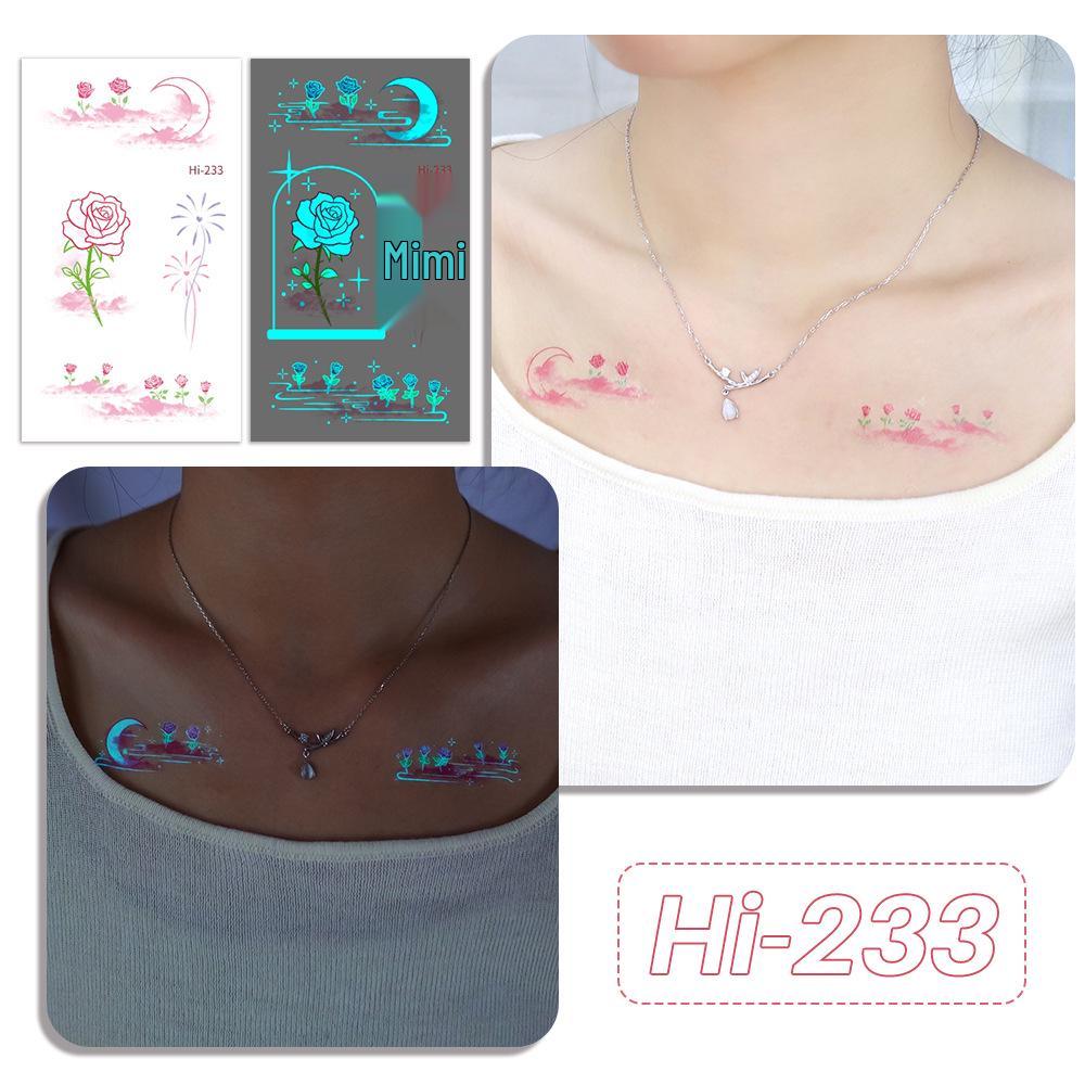 Rikaron Waterproof Luminous Butterfly Tattoo Stickers - Long-lasting, Realistic, Simple Japanese Washable Design for Dopamine Aesthetic.