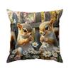 Eichhörnchen Blumen Gedruckte Dekorative Kissen Kissenbezug Polyester Kissenbezug Wurfkissen Sofadekoration Kissenbezug Zuhause
