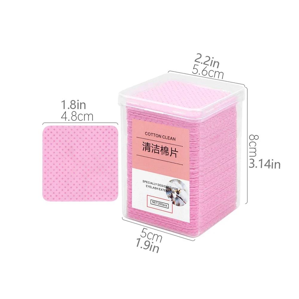 200Pcs Lint-Free Paper Cotton Wipes Eyelash Extension Glue Remover Pads Lashes Grafting Cleaning Glue Mouth Wipe Makeup Tool