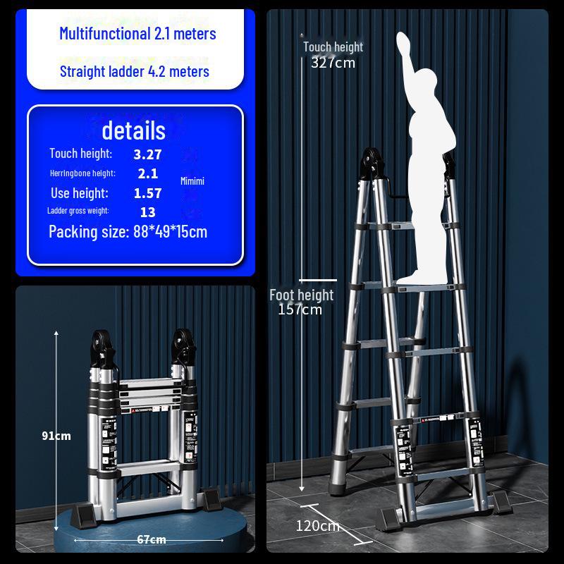 Multifunktionale Teleskop-Klappleiter aus Edelstahl