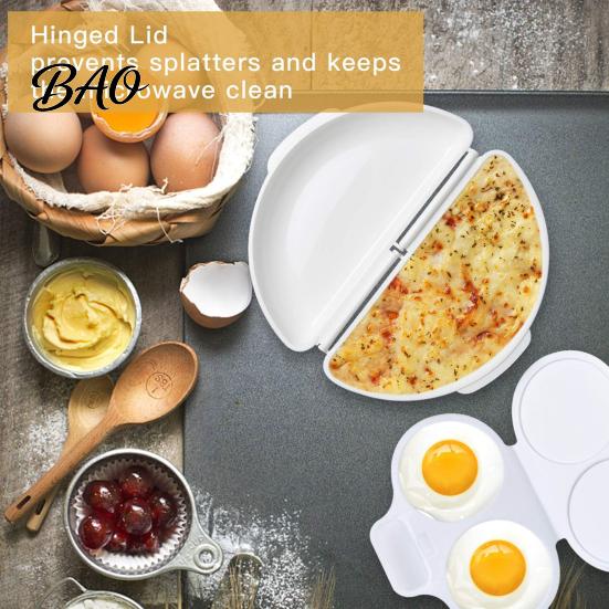 Portable Breakfast Cooking Set 2Pcs/Set Egg Poacher Omelet Pan, Plastic Non-Stick Poaching Mold Cooker, Microwave Maker for Easy Quick Cup with Handle
