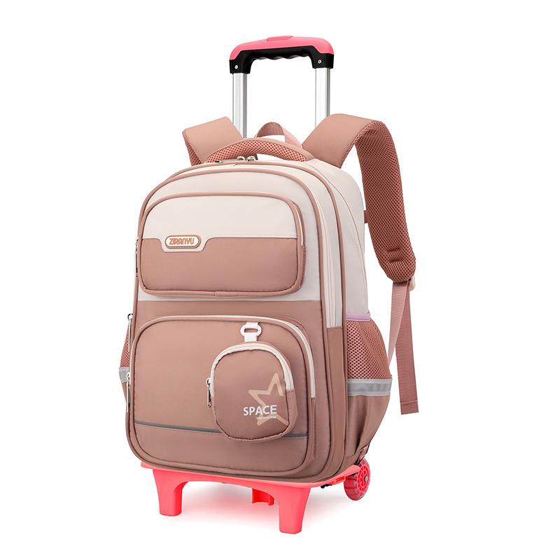 Kids Wheeled Trolley Backpack 2-in-1 Waterproof Rolling School Bag for Boys Girls Primary Students Backpack Book Bag