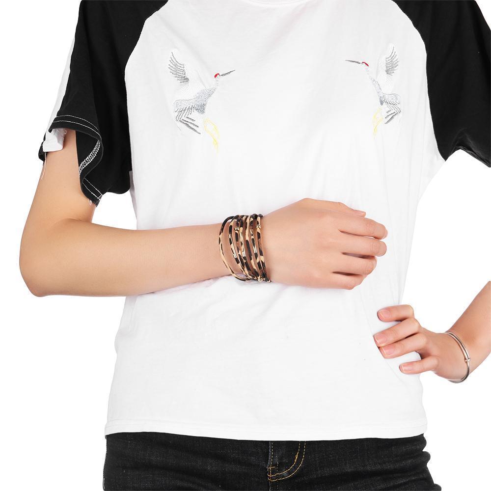 Women  Jewelry Wide Wristband Bracelets & Bangles Magnetic Clasp Bracelet Leopard Leather Bangle