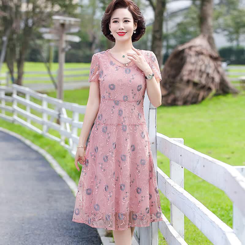 Yalu Vintage Chic Floral Lace V-Neck Slimming Maxi Dress XL