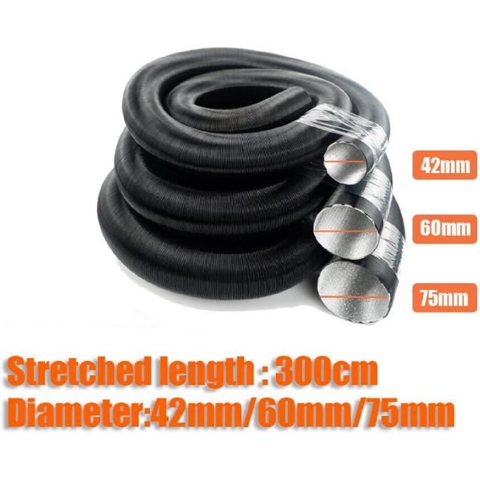 Aluminum Flexible Heater Duct Pipe 75Mm Diameter 300CM Flame Retardant Air Parking Conditioner Ducting For 2000W Air Heaters