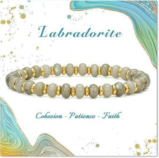 Unisex Natural Stone Abacus Bead Bracelet - 4x6mm Simple Crystal Couple Gift