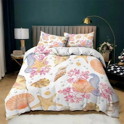 Set Biancheria da Letto Stampato Nautico Costiero Oceano 3D Copripiumino Federa Set Biancheria da Letto Lenzuolo Coperta Piumino Misura Matrimoniale Queen King
