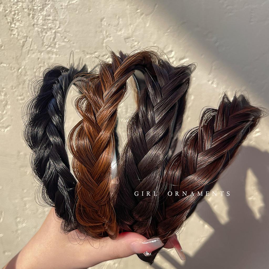 Women Headband Fishbone Braid Wig with Tooth Head Non-slip Headband Headdress Hairpin Headband Hair Ornaments for Women Girls