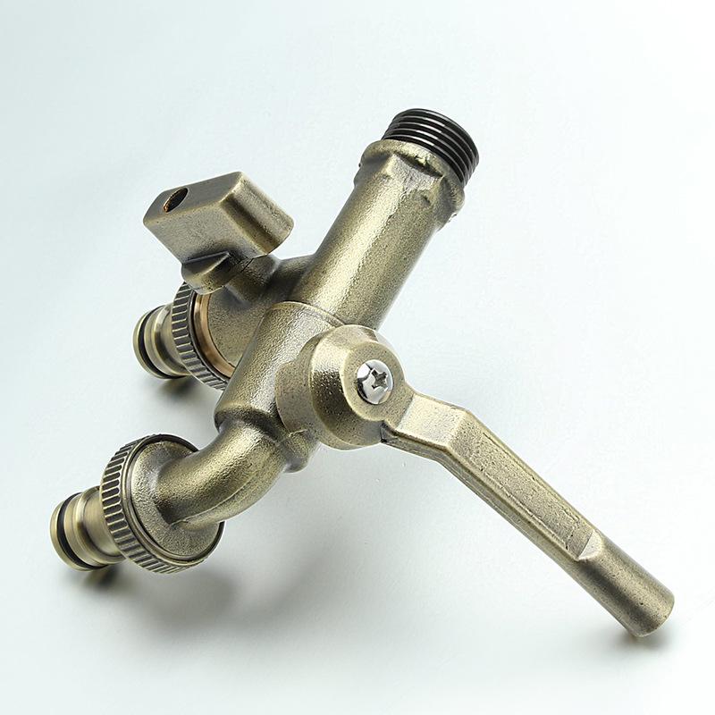 Anti-Freezing Dual Outlet All-Copper Bronze Faucet for Garden/Balcony