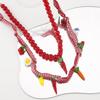 Sweet Fresh Chili Beaded Layered Necklace Handmade Oil Dropped Insect Vegetable Pendant Clavicle Chain Trendy Women Jewelry