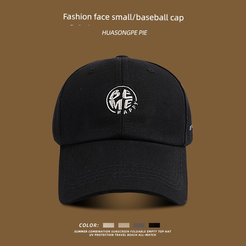 

Hat Baseball Cap Female Fashion All Year Round Travel UV Protection Sun Hat K-style All-Matching Embroidered Student Peaked Cap C1953 round embroidered Bome baseball cap Black