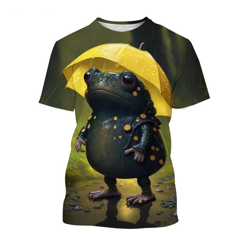 3D Printed Cute Frog T Shirt for Men Cartoon Animal Pattern Tees Summer Casual Loose Round Neck T-Shirts Unisex Street Tops