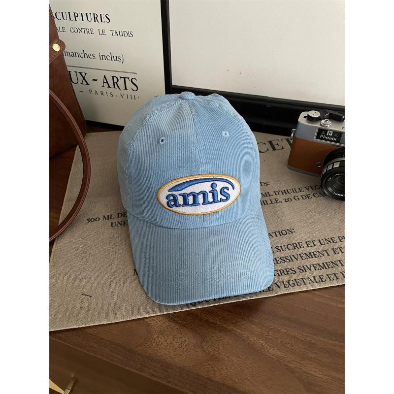 

Celebrity-inspired Korean trendy brand letter-embroidered corduroy baseball cap, unisex, versatile, wide-brimmed, face-slimming duckbill cap Adjustable небесно-голубой