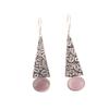 Natural Purple Cat's Eye Gemstone 925 Fine Silver Jewelry Handmade Earrings 1.9" EE-165-41