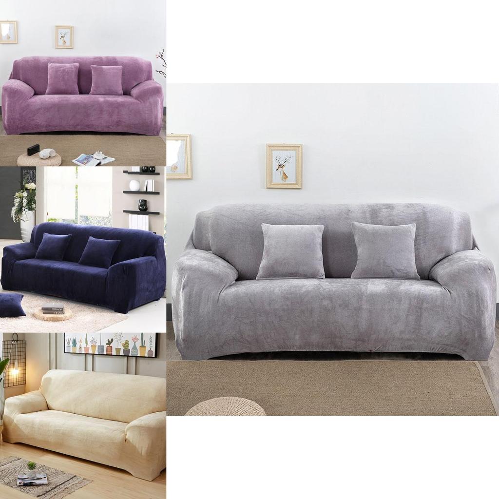 Comfortable Stretch Sofa Slipcover Soft Thick Velvet Protector For 1-4 Seat Furniture