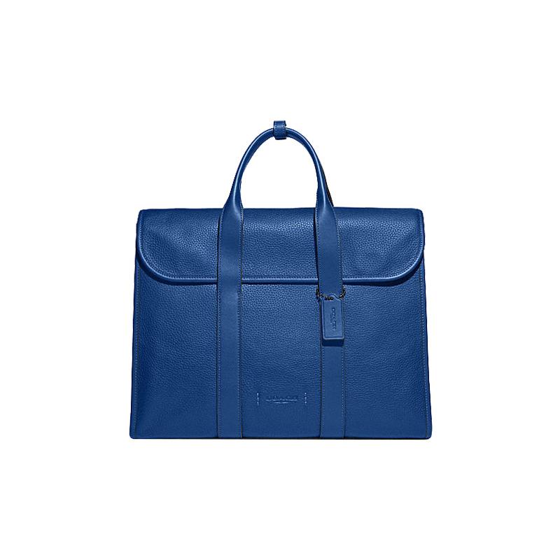 

COACH Gotham 39 solid color magnetic buckle closure cow leather briefcase portable shoulder crossbody bag briefcase large size men s blue синій
