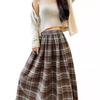 Midi Skirt for Women In Autumn and Winter, Midi-length, Maillard-style, Khaki Pleated Skirt, Retro and Versatile Plus-size Long Skirt