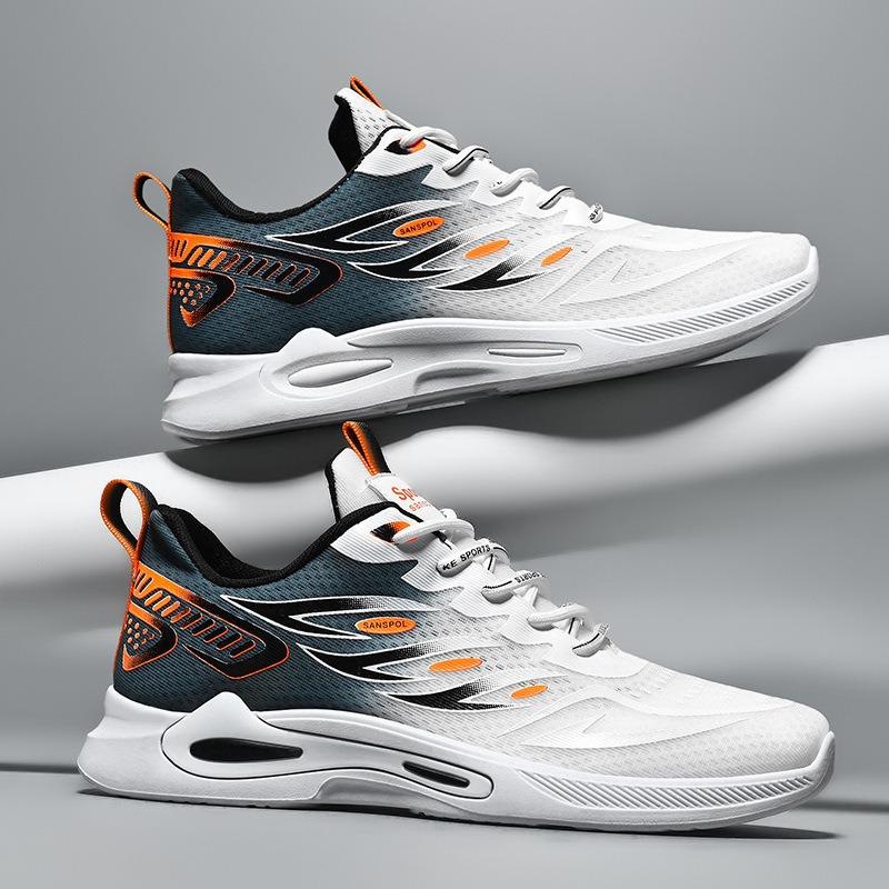 Men's New Mesh Breathable Lightweight Cushioned Running Sneakers, Student White Casual Athletic Shoes