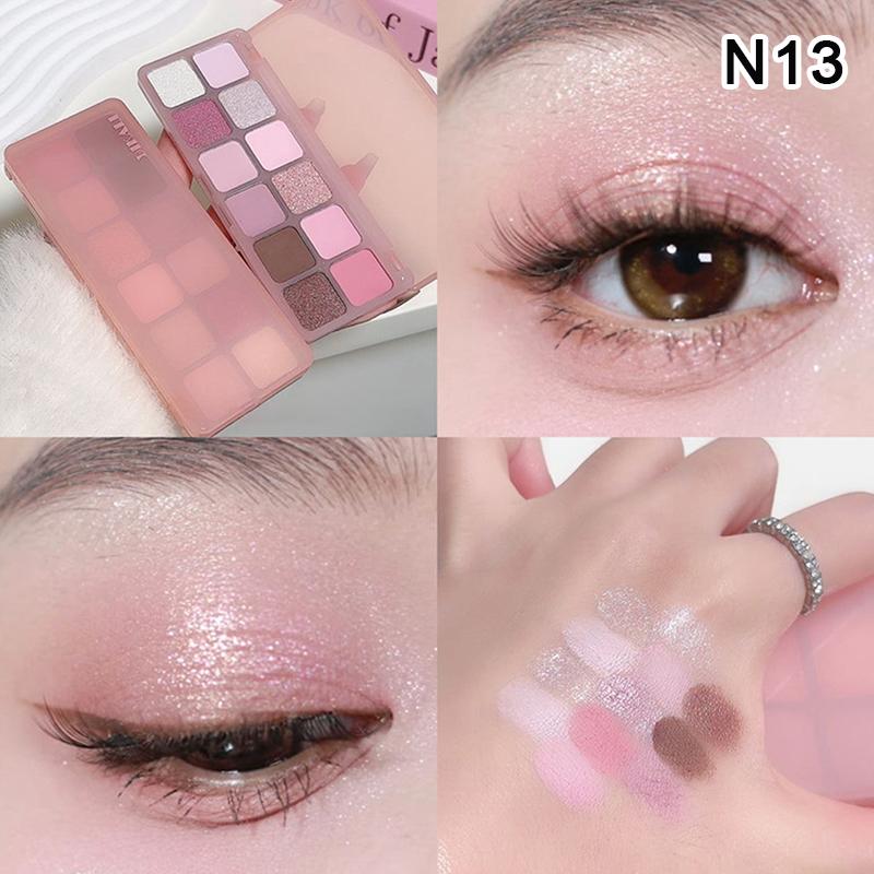 

Dikalu 12-Color Glitter Eyeshadow Palette For Shiny Fashionable Eye Makeup Cement Color Long Lasting Eye Shadow Palette Cosmetic as the picture